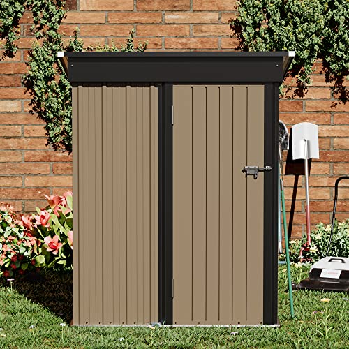Rankok Outdoor Storage Shed 5X3 FT Small Outside Sheds & Outdoor Storage Anti-Corrosion Metal Shed Waterproof Outdoor Storage Cabinet Dog House with Door & Lock for Backyard Patio Lawn