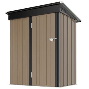 Rankok Outdoor Storage Shed 5X3 FT Small Outside Sheds & Outdoor Storage Anti-Corrosion Metal Shed Waterproof Outdoor Storage Cabinet Dog House with Door & Lock for Backyard Patio Lawn