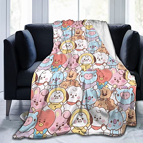 LOSVORF Bt Cartoon Blanket 21 Throw 50"X60" J-Hope Jimin Blankets Sofa Army Blankets Christmas Blanket Gift Flannel Blankets Quilt Blankets for Living Room Bedroom