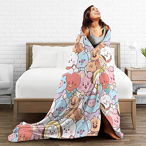 LOSVORF Bt Cartoon Blanket 21 Throw 50"X60" J-Hope Jimin Blankets Sofa Army Blankets Christmas Blanket Gift Flannel Blankets Quilt Blankets for Living Room Bedroom