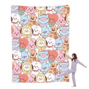 LOSVORF Bt Cartoon Blanket 21 Throw 50"X60" J-Hope Jimin Blankets Sofa Army Blankets Christmas Blanket Gift Flannel Blankets Quilt Blankets for Living Room Bedroom