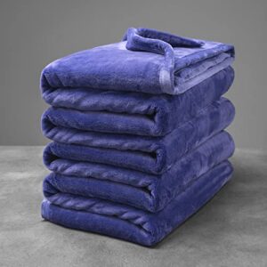 mellowdy extra thick hearty plush flannel blanket (violet purple, 60×80) – 500gsm twin size warm blanket for winter, fall | soft, fluffy, cuddly, perfect for bed, oversized throw for couch, sofa
