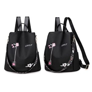 PMUYBHF School Bags For Girls Women's New Simple Fashion One Shoulder Crossbody Dual Use Flower Print Embroidery Backpack Tote Bag Women