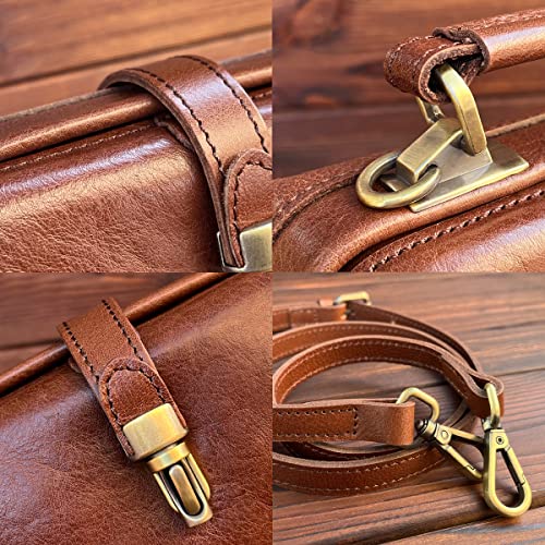 Leather Bags Purses and Handbags Shoulder Bags for Women Soft Leather Ladies Crossbody Bag & Carry Bag Doctor Bag Retro Style (Dark Brown)