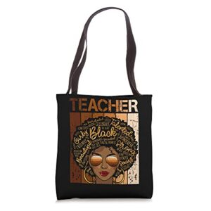 black smart teacher afro love melanin african juneteenth tote bag