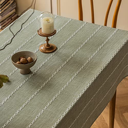 Zobesta Linen Sage Tablecloth Green Cotton Table Clothes for Rectangle Tables, Heavy Duty Washable Farmhouse Soft Boho Tablecloth for Kitchen Dinning Party (Sage Green, 53 x 70 Inch)