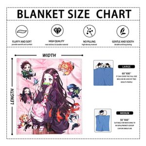 Hometan Anime Demon Flannel Throw Blanket for Kids and Adults, Warm and Cozy Slayer Fans Gift Blanket for All Seasons 50x60 Inches