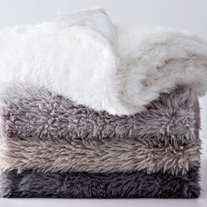 Artisan 34 Extra Warm and Cozy Luxury Faux Fur Blanket - Fuzzy and Fluffy Super Soft Reversible Taupe Throw Blanket for Bed, Couch, Home Décor- Double Sided, Ultra Soft Throw Blanket