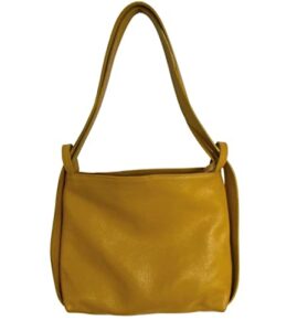 lagaksta bria convertible leather backpack purse – casual travel shoulder bag (mustard yellow)