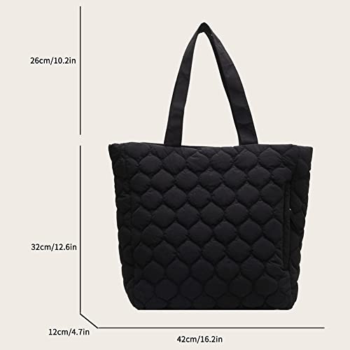 Quilted Tote Bag for Women Puffer Hobo Handbag Lightweight Quilted Padding Shoulder Bag Nylon Padded Crossbody Bag Zip Closure