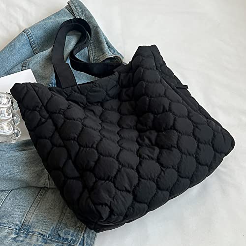 Quilted Tote Bag for Women Puffer Hobo Handbag Lightweight Quilted Padding Shoulder Bag Nylon Padded Crossbody Bag Zip Closure