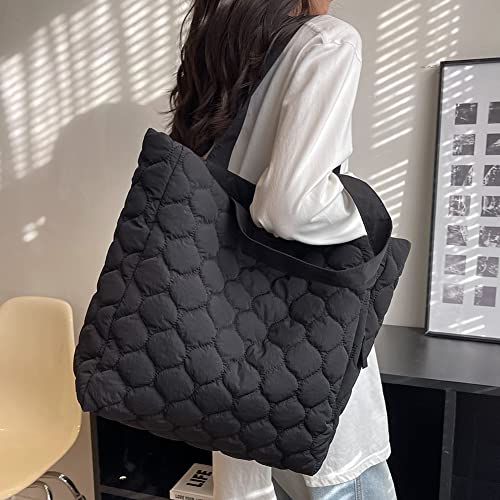 Quilted Tote Bag for Women Puffer Hobo Handbag Lightweight Quilted Padding Shoulder Bag Nylon Padded Crossbody Bag Zip Closure