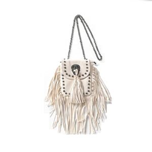 Jainnowa Small Crossbody Bags for Women, Phone Purse Handbag, Shoulder Bag with Tassel and Chain (white)