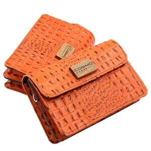 COSMO HANDMADE Premium Women's Crossbody Bag - Stylish Orange Leather Purse with Detachable Strap - Versatile Designer Inspired Handbags for Everyday Use and Special Occasions