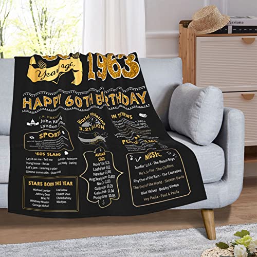 60th Birthday Gifts for Women - 60th Birthday Gift for Men - 60th Birthday Gift Ideas - 60 Year Old Gifts for Women - 1963 Birthday Gift for Women Throw Blanket 60 x 50 Inch