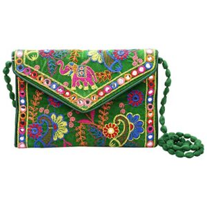 green clutch bags for women – rajasthani hand embroidered mini crossbody bag women’s cluches for wedding party gifts