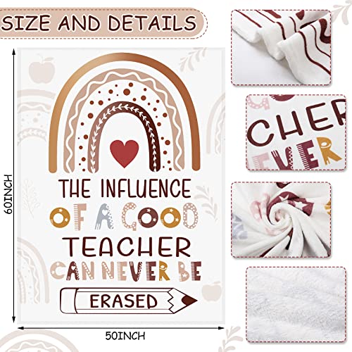 Teacher Blanket Birthday Gift Teachers Appreciation Blanket 60''x50'' Thank You Graduation Present Idea Flannel Soft Throw Blanket for Women School Retirement Birthday Teacher's Day (Rainbow)