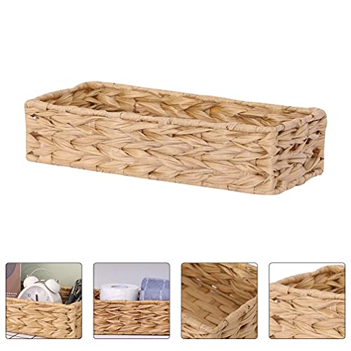 Cabilock Woven Storage Basket Desktop Sundries Organizer Books Box Container Home Decorative Wicker Baskets