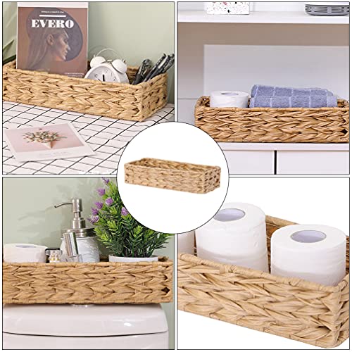 Cabilock Woven Storage Basket Desktop Sundries Organizer Books Box Container Home Decorative Wicker Baskets