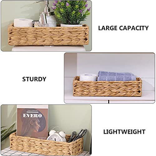 Cabilock Woven Storage Basket Desktop Sundries Organizer Books Box Container Home Decorative Wicker Baskets