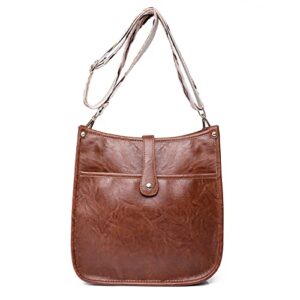 qyoubi women’s crossbody pu leather shoulder handbag ladies tote purse designer messenger hobo bag brown