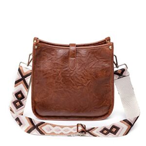 Qyoubi Women's Crossbody PU Leather Shoulder Handbag Ladies Tote Purse Designer Messenger Hobo Bag Brown