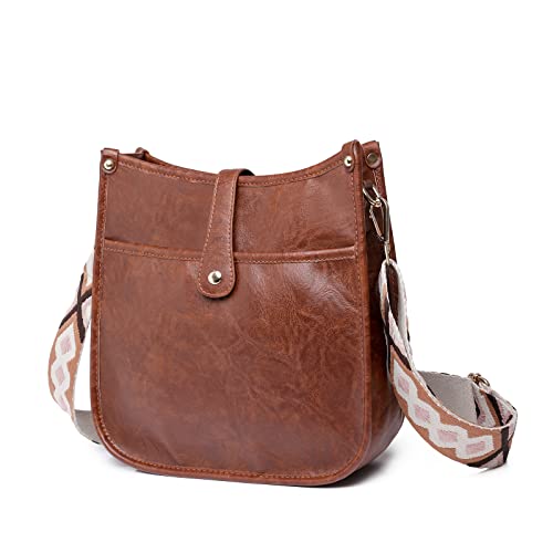 Qyoubi Women's Crossbody PU Leather Shoulder Handbag Ladies Tote Purse Designer Messenger Hobo Bag Brown