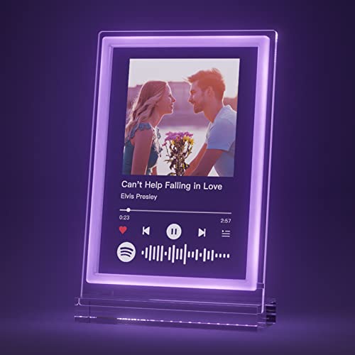 witfox Custom Spotify Plaque - Personalized Gifts for Women Men, Personalized Wedding Gifts for the Couple, Custom Photo Gifts for Boyfriend Girlfriend Music Plaque Custom Neon Signs Light