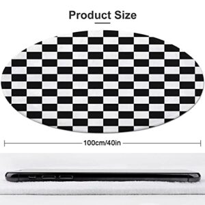 YEAHSPACE Checkered Rug Round 40 inch Plaid Circle Area Rug Living Room Bedroom Aesthetic Decor-Black White Checkered Plaid