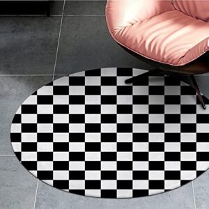 YEAHSPACE Checkered Rug Round 40 inch Plaid Circle Area Rug Living Room Bedroom Aesthetic Decor-Black White Checkered Plaid