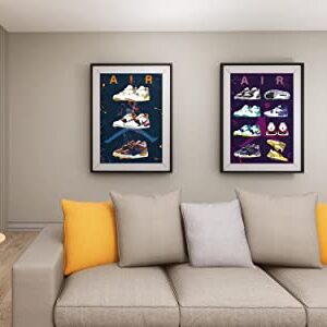 Sneaker Air Jordan Wall Art Poster Prints Set of 4 No1, Shoes Poster Art Sports, Themed Wall Art For Basketball fans Boys Room, Shoes Collection Aesthetic Cool Poster for Teen Boys Guys Men Room Dorm Bedroom Wall Decor Size 11.7x16.5 inch UNFRAMED (Sneake