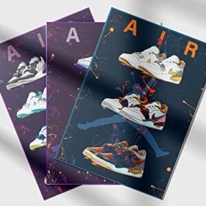 Sneaker Air Jordan Wall Art Poster Prints Set of 4 No1, Shoes Poster Art Sports, Themed Wall Art For Basketball fans Boys Room, Shoes Collection Aesthetic Cool Poster for Teen Boys Guys Men Room Dorm Bedroom Wall Decor Size 11.7x16.5 inch UNFRAMED (Sneake