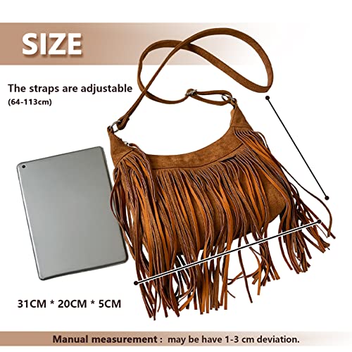 Lanpet Women’s Tassel Faux Suede Leather Hobo Cross Body Chain Shoulder Bag Satchel