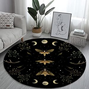 round area rug black moon phase flower doormat non-slip floor mat decoration comfy carpet for home bedroom living room carpet 80 * 80cm/31 * 31inch