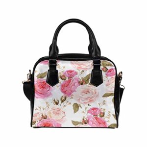 interestprint english rose leather shoulder handbag beach tote clutch bag clutch purse crossbody bags for women