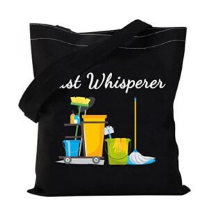 vamsii cleaning lady gifts dust whisperer tote bag housekeeper appreciation gifts for housekeeping squad crew shopping bag (dust whisperer)