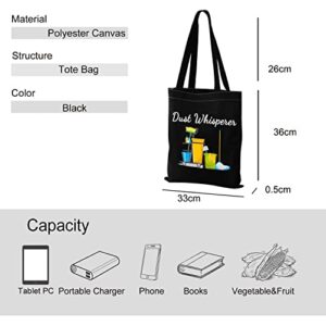 VAMSII Cleaning Lady Gifts Dust Whisperer Tote Bag Housekeeper Appreciation Gifts for Housekeeping Squad Crew Shopping Bag (Dust Whisperer)