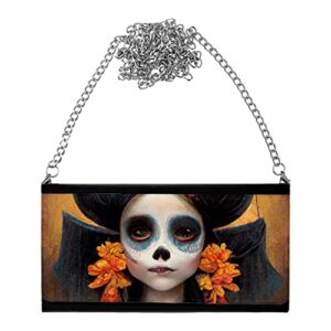dia de los muertos fun women’s wallet clutch – mexican clutch for women – sugar skull women’s wallet clutch