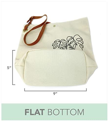 Monstera Canvas Crossbody Tote Bag & Zipper Pouch, Shoulder Tote Bag, Plant Lover Gifts For Women