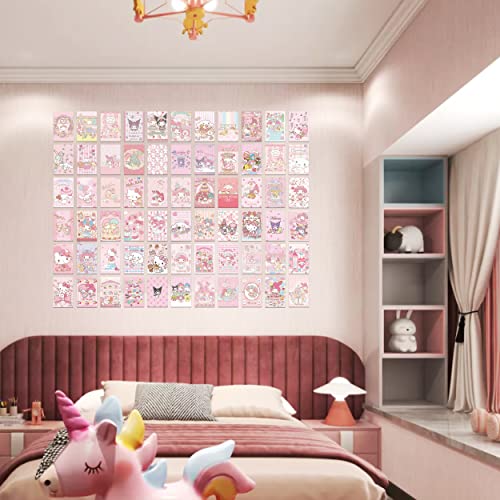 NIKANOMI 110Pcs Anime Wall Collage Kit Aesthetic Pictures Pink 4x6 inch Anime Room Decor Kawaii Wall Collage Kit Cute Sweet Room Decor Dorm Photo for Teen Girls