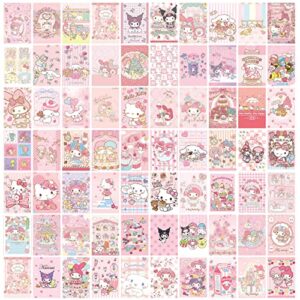 NIKANOMI 110Pcs Anime Wall Collage Kit Aesthetic Pictures Pink 4x6 inch Anime Room Decor Kawaii Wall Collage Kit Cute Sweet Room Decor Dorm Photo for Teen Girls