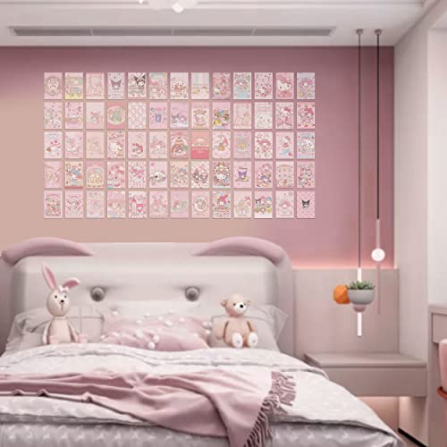 NIKANOMI 110Pcs Anime Wall Collage Kit Aesthetic Pictures Pink 4x6 inch Anime Room Decor Kawaii Wall Collage Kit Cute Sweet Room Decor Dorm Photo for Teen Girls