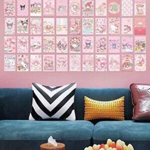 NIKANOMI 110Pcs Anime Wall Collage Kit Aesthetic Pictures Pink 4x6 inch Anime Room Decor Kawaii Wall Collage Kit Cute Sweet Room Decor Dorm Photo for Teen Girls