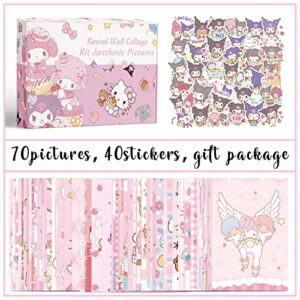 NIKANOMI 110Pcs Anime Wall Collage Kit Aesthetic Pictures Pink 4x6 inch Anime Room Decor Kawaii Wall Collage Kit Cute Sweet Room Decor Dorm Photo for Teen Girls