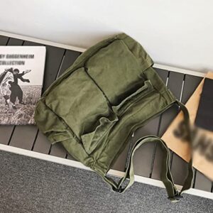 Wmannas Grunge y2k Tote Canvas Hobo Bag Crossbody Bag Casual School Tote Bag for Women and Men, Army Green