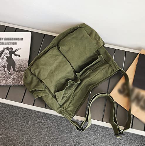 Wmannas Grunge y2k Tote Canvas Hobo Bag Crossbody Bag Casual School Tote Bag for Women and Men, Army Green