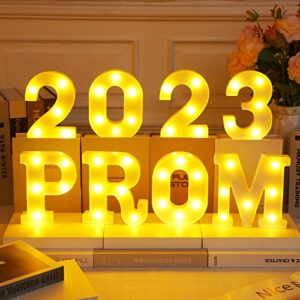 woanger 8 pieces prom 2023 led marquee letter lights, sign light up marquee numbers letters 2023 graduation decorations prom 2023 table top for 2023 graduation party supplies, battery operated