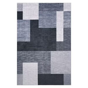 GlowSol Washable Area Rug 4×6 Living Room Rugs Contemporary Area Rug Abstract Geometric Indoor Rugs for Bedroom Floor Carpet Non Shedding Mat Foldable Thin Rug Non Slip Carpet, Grey