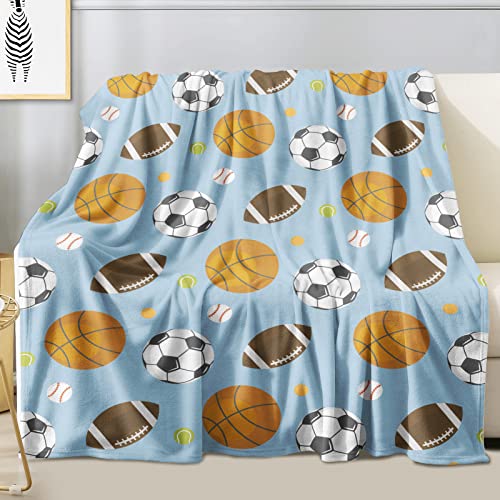 Sports Blanket for Boys Girls Soft Warm Lightweight Flannel Plush Basketball Baseball Football SoccerThrow Blanket Sport Gifts for Kids Teen Adults All Season Sofa Bed Living Room Home Decor 40"x50"