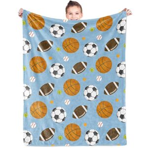 Sports Blanket for Boys Girls Soft Warm Lightweight Flannel Plush Basketball Baseball Football SoccerThrow Blanket Sport Gifts for Kids Teen Adults All Season Sofa Bed Living Room Home Decor 40"x50"